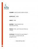 Actividad de aprendizaje 1. Conceptos y fundamentos de programación