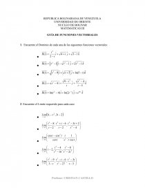 MATEMATICAS III GUÍA DE FUNCIONES VECTORIALES. Página 1