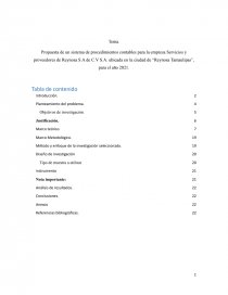 Propuesta de un sistema de procedimientos contables para la empresa Servicios y proveedores de Reynosa S.A de C.V S.A. Página 1