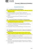 Examen de entrada. Procesos y sistemas de suministros