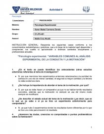 VARIABLES COMUNES AL ANÁLISIS EXPERIMENTAL DE LA CONDUCTA Y LA MOTIVACIÓN. Página 1