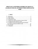 IMPACTO DE LA REFORMA ECONÓMICA DE 2008 EN LA CALIDAD DE VIDA DE LOS PRODUCTORES AGRICOLAS EN CUBA