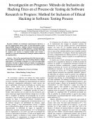 Investigación en Progreso: Método de Inclusión de Hacking Ético en el Proceso de Testing de Software