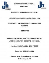 CONTEXTO Y VALORACION DE LA PRACTICA DOCENTE. Página 1