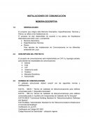 INSTALACIONES DE COMUNICACIÓN MEMORIA DESCRIPTIVA