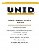 El sentido comunitario frente al individualismo imperante