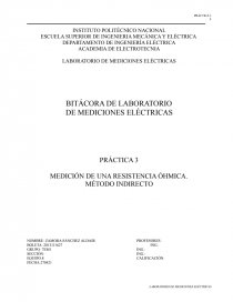 LABORATORIO DE MEDICIONES ELÉCTRICAS BITÁCORA DE LABORATORIO DE MEDICIONES ELÉCTRICAS. Página 1