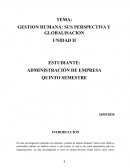 GESTION HUMANA: SUS PERSPECTIVA Y GLOBALISACION