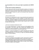 La humanidad y los retos que deja la pandemia de COVID 19