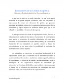 Indicadores de la Gestión Logística . Eficiencia y Productividad de los Procesos Logísticos