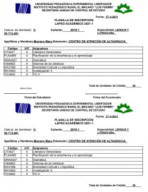 PLANILLA DE INSCRIPCIÓN LAPSO ACADÉMICO 2021-1. Página 1
