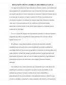 REFLEXIÓN CRITICA SOBRE EL DESARROLLO LOCAL