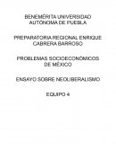 PROBLEMAS SOCIOECONÓMICOS DE MÉXICO ENSAYO SOBRE NEOLIBERALISMO