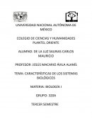 CARACTERÍSTICAS DE LOS SISTEMAS BIOLÓGICOS
