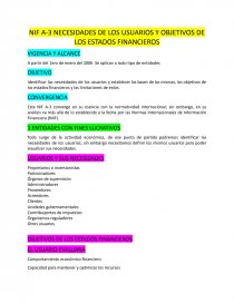 NIF A-3 NECESIDADES DE LOS USUARIOS Y OBJETIVOS DE LOS ESTADOS FINANCIEROS. Página 1