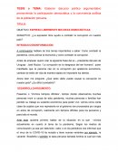 Discurso político argumentativo promoviendo la participación democrática y la convivencia política de la población peruana