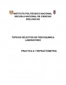 TOPICOS SELECTOS DE FISICOQUIMICA LABORATORIO PRACTICA # 1 REFRACTOMETRIA