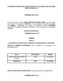 DOCUMENTO PRIVADO DE CONSTITUCIÓN DE LA SOCIEDAD POR ACCIONES SIMPLIFICADA S.A.S