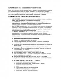 IMPORTANCIA DEL CONOCIMIENTO CIENTÍFICO. Página 1