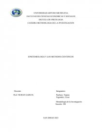 EPISTEMIOLOGIA Y LOS METODOS CIENTIFICOS. Página 1