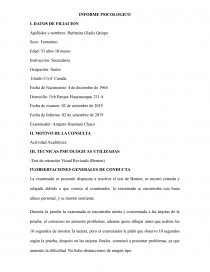 INFORME PSICOLÓGICO. Página 1