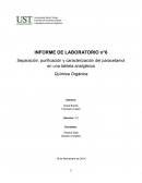 Separación, purificación y caracterización del paracetamol en una tableta analgésica. Química Orgánica