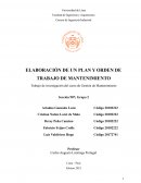 ELABORACIÓN DE UN PLAN Y ORDEN DE TRABAJO DE MANTENIMIENTO