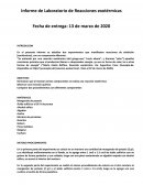 Informe de Laboratorio de Reacciones exotérmicas