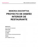 PROYECTO DE DISEÑO INTERIOR DE RESTAURANTE