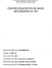 ESPACIO CURRICULAR: INFORMÁTICA. Página 1