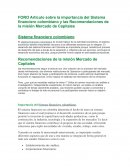 Sistema financiero colombiano y las Recomendaciones de la misión Mercado de Capitales