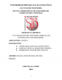 TRABAJO ACADÉMICO “LA UTILIZACIÓN DEL SOFTWARE LIBRE EN LOS ESTUDIANTES UNIVERSITARIOS”. Página 1