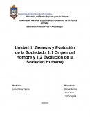 Unidad 1: Génesis y Evolución de la Sociedad.( 1.1 Origen del Hombre y 1.2 Evolución de la Sociedad Humana)