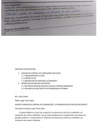 DENUNCIAS CONTRA LOS CANDIDATOS Y LA INSCRIPCION DE NUEVOS MILITANTES. Página 1