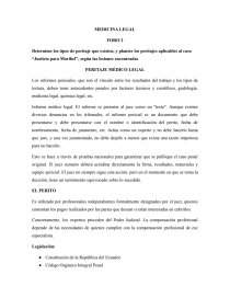 PERITAJE MÉDICO LEGAL. Página 1