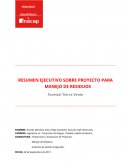 RESUMEN EJECUTIVO SOBRE PROYECTO PARA MANEJO DE RESIDUOS