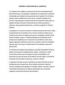 HISTORIA Y EVOLUCIÓN DE LA LOGÍSTICA. Página 1