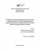 La Enfermería ante el procedimiento de la ozono terapia mayor para reforzar el sistema inmunológico de los pacientes que someten a la terapia del dolor en la Clínica Sanatriz en el periodo Marzo- Julio 2021