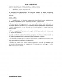 TRABAJO PRÁCTICO N°1 APORTES CONCEPTUALES: INTRODUCCIÓN A LA HISTORIA SOCIAL. Página 1