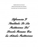 Diferencias Y Similitudes De Las Instituciones Del Derecho Romano Con las Actuales Instituciones