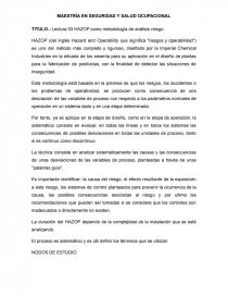 Lectura 03 HAZOP como metodología de análisis riesgo. Página 1