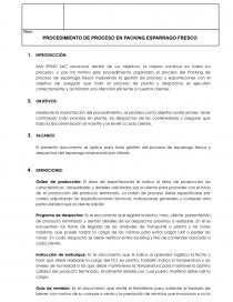 Procedimientos proceso de esparrago fresco. Página 1