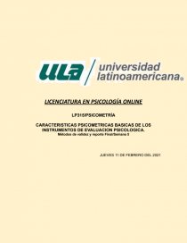 CARACTERISTICAS PSICOMETRICAS BASICAS DE LOS INSTRUMENTOS DE EVALUACION PSICOLOGICA. Página 1