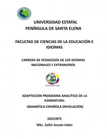 PROGRAMA ANALITICO GRAMÁTICA ESPAÑOLA. Página 1