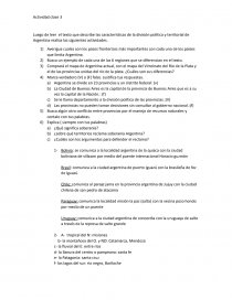 Actividad Clase de Geografia. Características de la división política y territorial de Argentina. Página 1