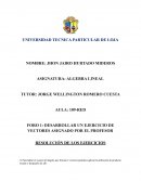 DESARROLLAR UN EJERCICIO DE VECTORES ASIGNADO POR EL PROFESOR