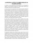 LA POLÍTICA, LA VIRTUD Y EL ORDEN SOCIAL EN LA FILOSOFÍA ANTIGUA