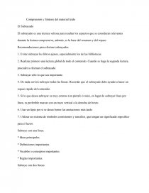 Comprensión lectora. El Subrayado. Página 1