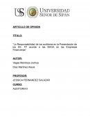 La Responsabilidad de los auditores en la Presentación de los EE. FF acorde a las NAGA en las Empresas Financieras