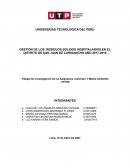 GESTIÓN DE LOS RESIDUOS SÓLIDOS HOSPITALARIOS EN EL DISTRITO DE SAN JUAN DE LURIGANCHO AÑO 2017-2018